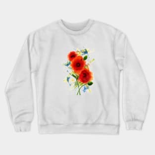 Poppies Watercolor Painting Crewneck Sweatshirt